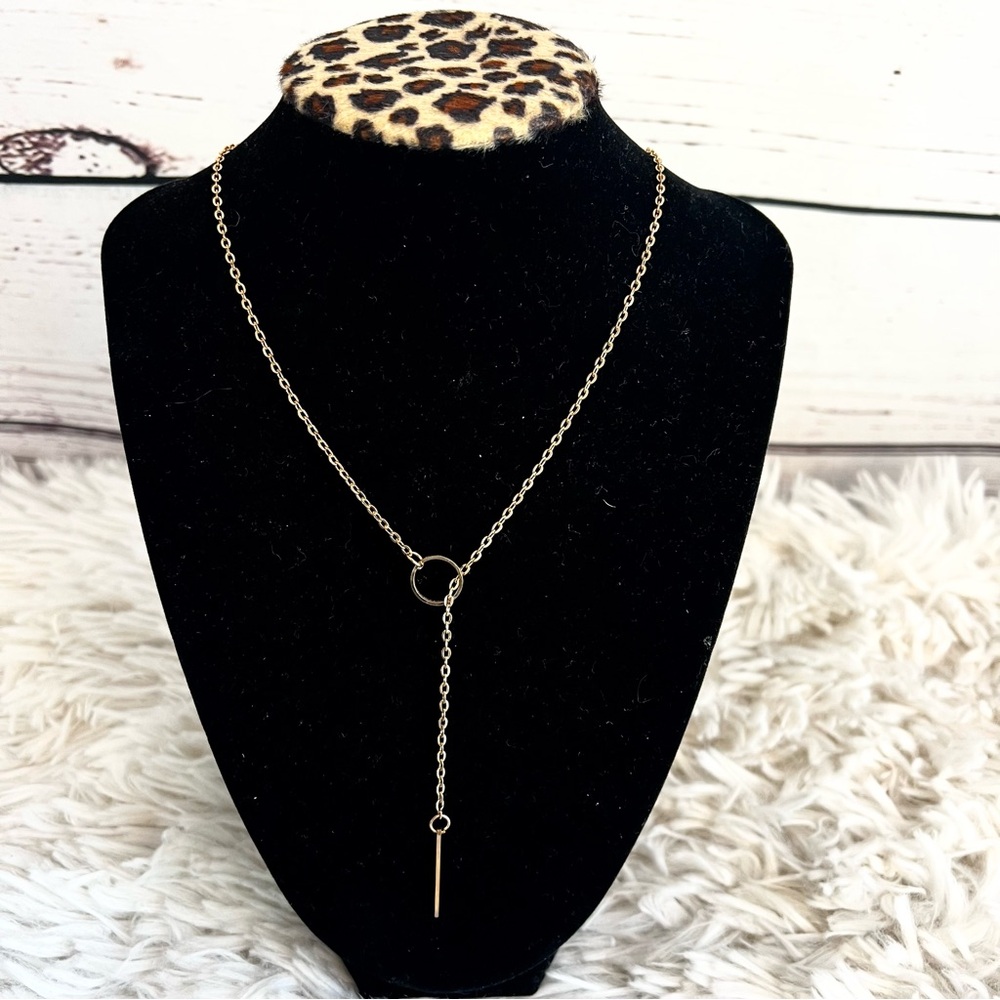 Elegant Gold Colored Y Necklace NEW